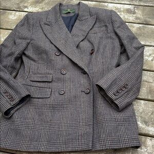 Vintage Embassy Row 100% wool Plaid Double-Breasted Blazer size 10P